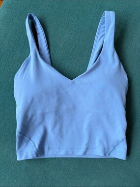 lululemon athletica light blue V-neck cropped sports bra